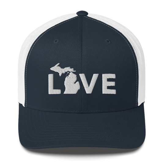 Michigan 'Love' Trucker Hat (Geometric Sans Font)