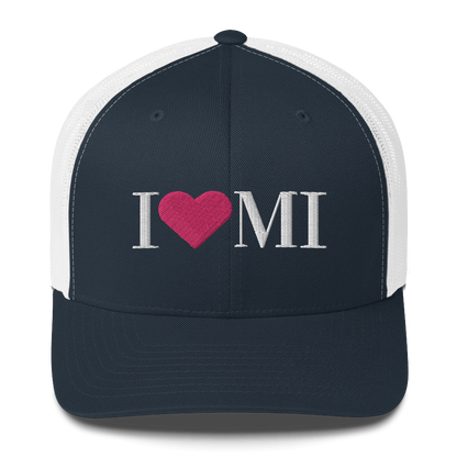 Michigan 'I ❤️ MI' Trucker Hat (Didone Font)