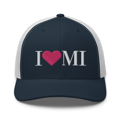 Michigan 'I ❤️ MI' Trucker Hat (Didone Font)