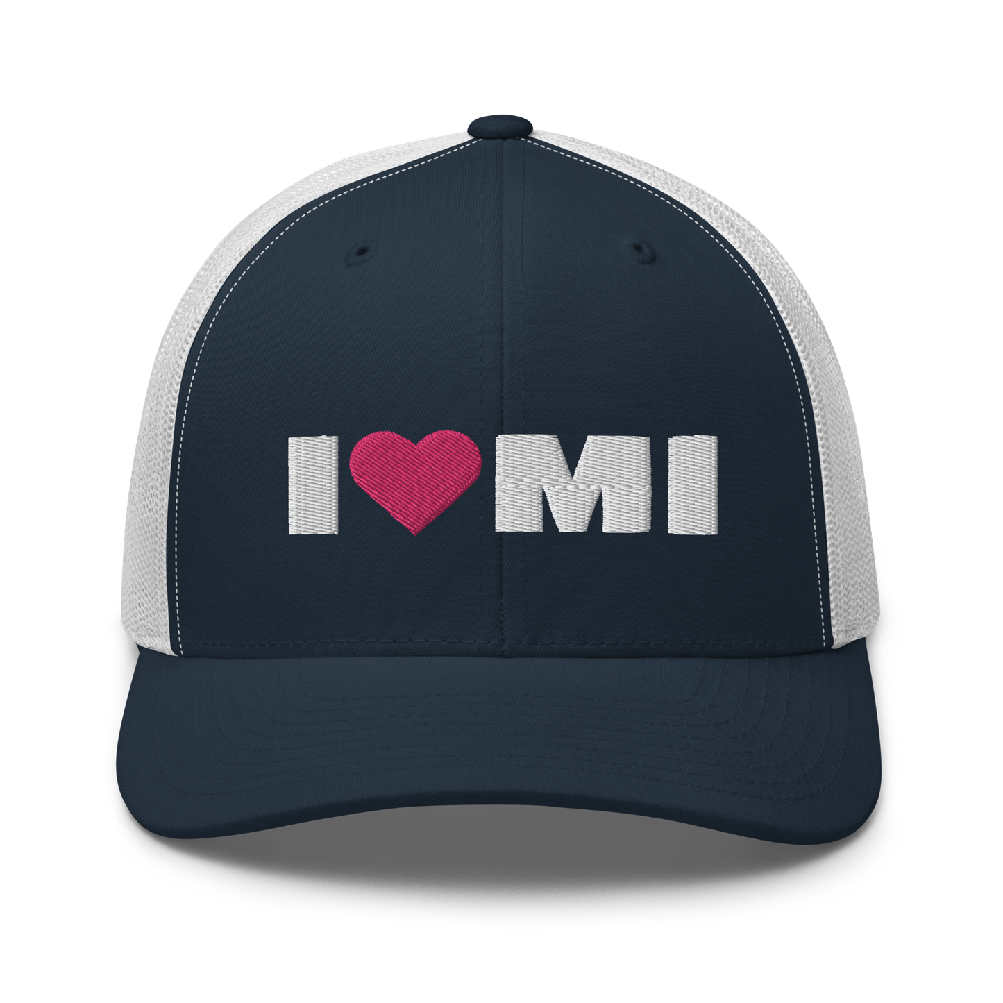 Michigan 'I ❤️ MI' Trucker Hat (French Olive Font)