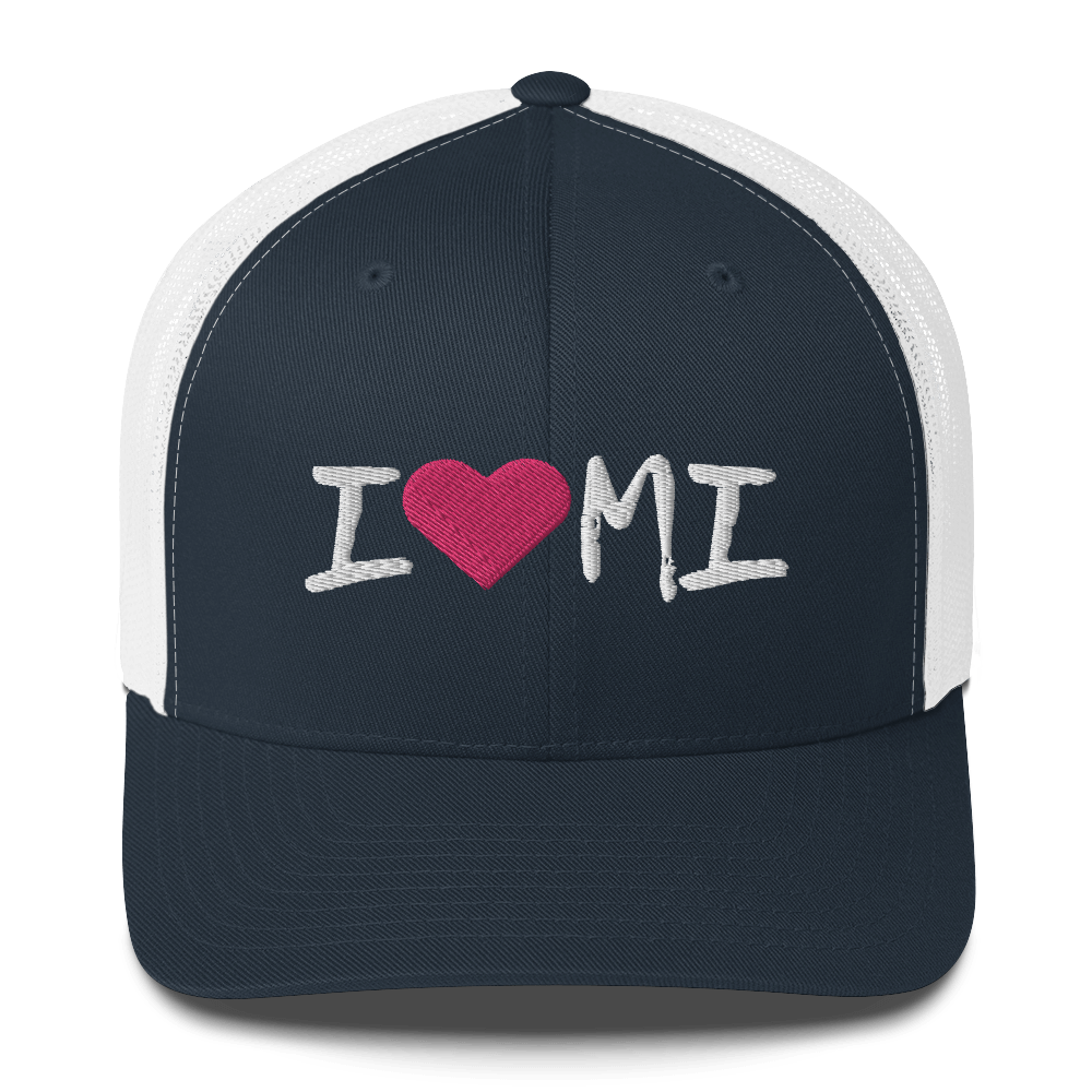 Michigan 'I ❤️ MI' Trucker Hat (Brush Font)