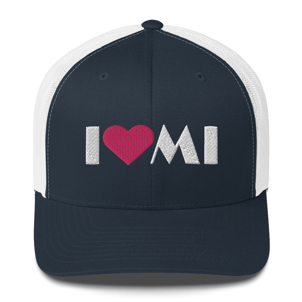 Michigan 'I ❤️ MI' Trucker Hat (Art Deco Font)