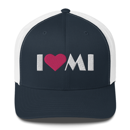 Michigan 'I ❤️ MI' Trucker Hat (Art Deco Font)