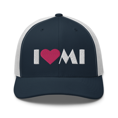 Michigan 'I ❤️ MI' Trucker Hat (Art Deco Font)