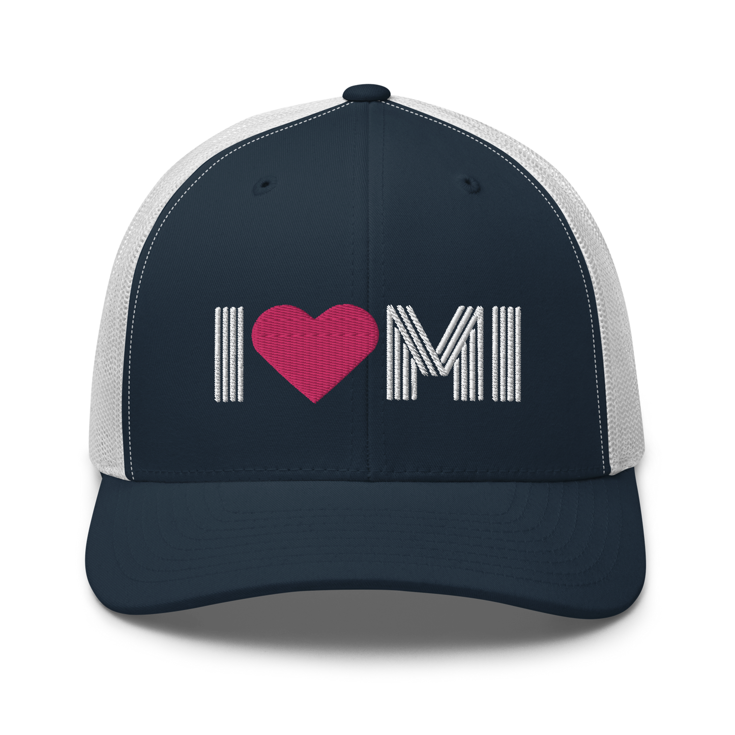 Michigan 'I ❤️ MI' Trucker Hat (Metalpress Font)