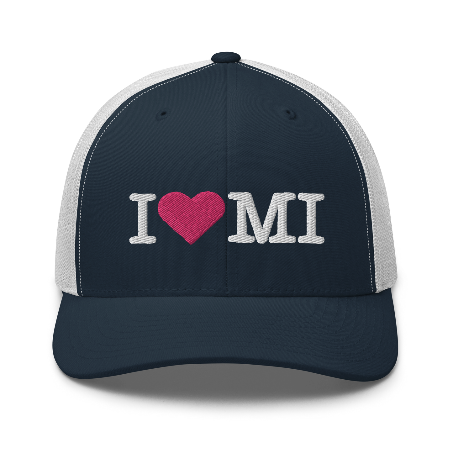 Michigan 'I ❤️ MI' Trucker Hat (Typewriter Font)