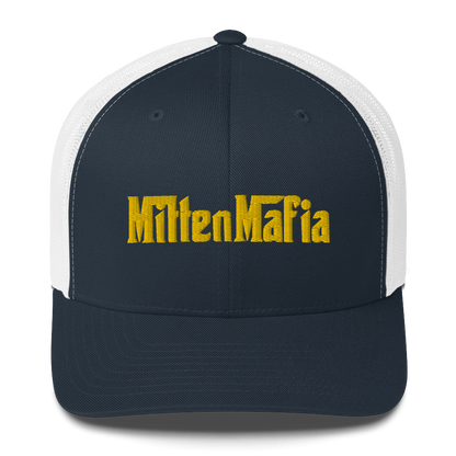 Michigan 'MittenMafia' Trucker Hat (Gangster Font) | Gold Embroidery