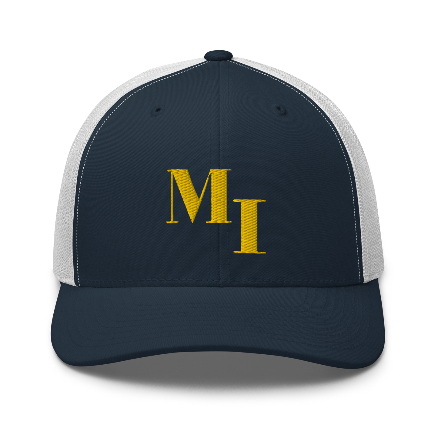 Michigan 'MI' Trucker Hat (Didone Logotype) | Gold Embroidery