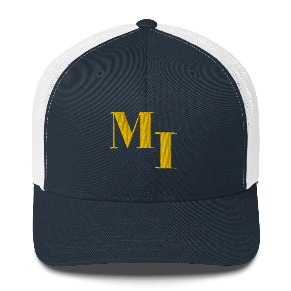 Michigan 'MI' Trucker Hat (Didone Logotype) | Gold Embroidery