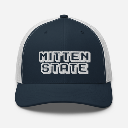 Michigan 'Mitten State' Trucker Hat (Arcade Font)