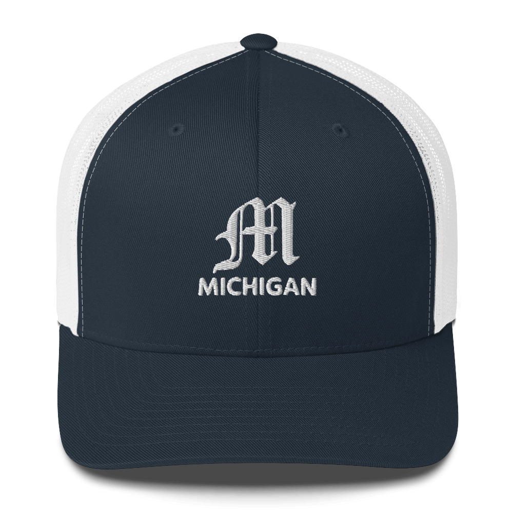 'Michigan' Trucker Hat (w/ Old English 'M')