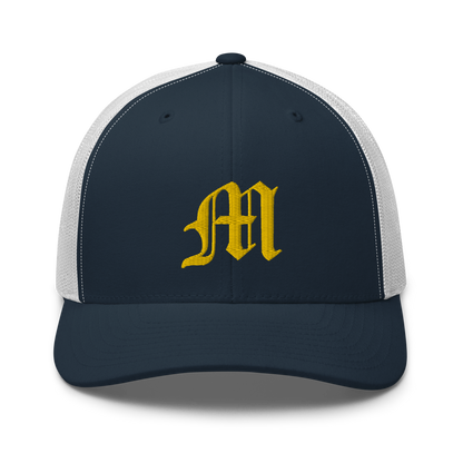 Michigan 'Old English M' Trucker Hat | Gold Embroidery