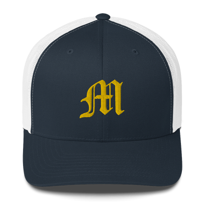 Michigan 'Old English M' Trucker Hat | Gold Embroidery