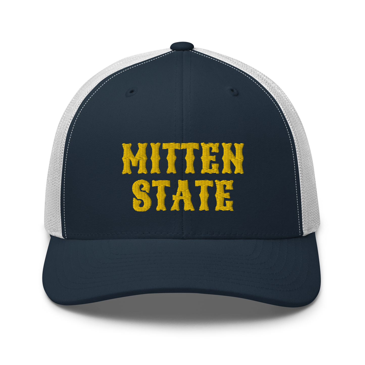 Michigan 'Mitten State' Trucker Hat (Western Font) | Gold Embroidery