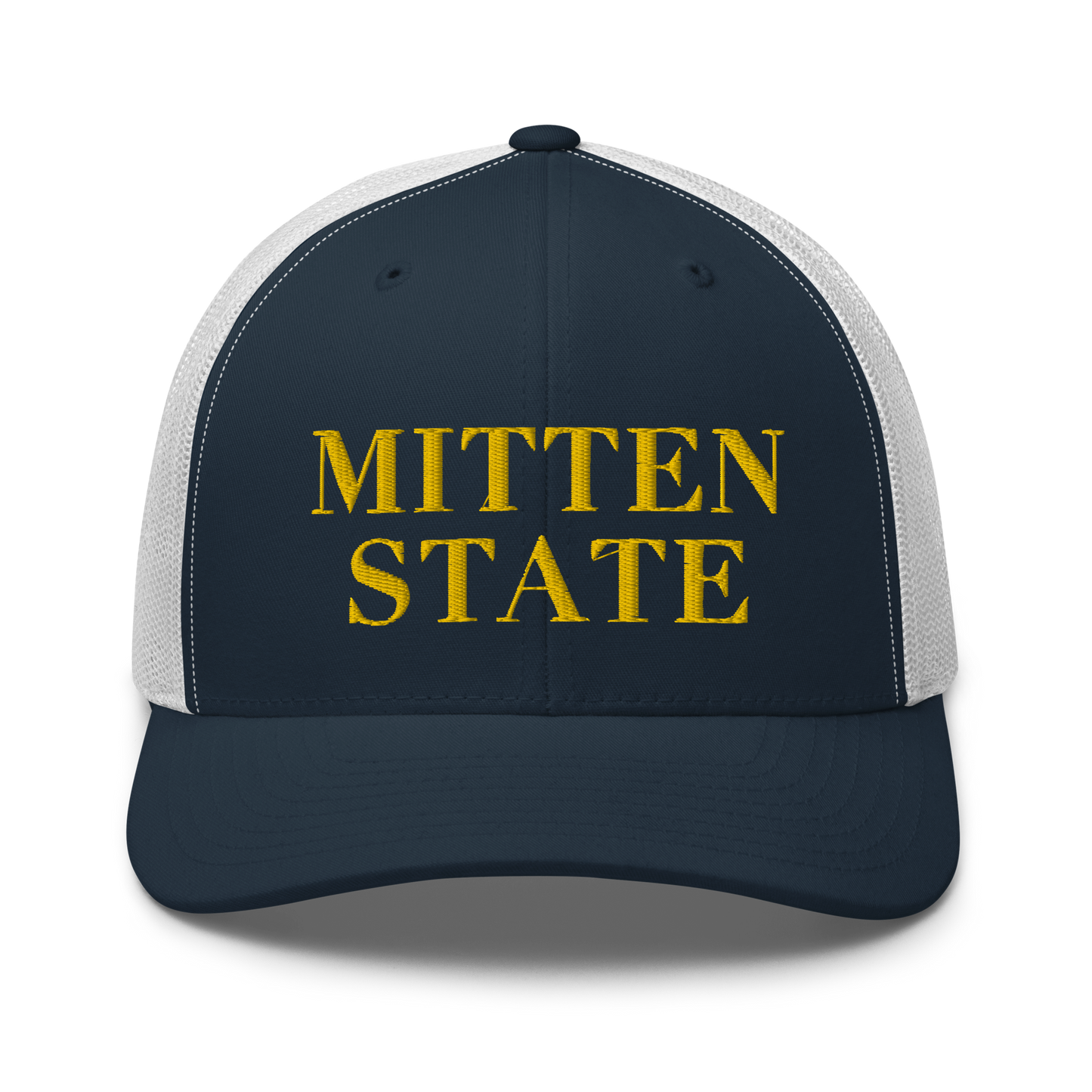 Michigan 'Mitten State' Trucker Hat (Didone Font) | Gold Embroidery