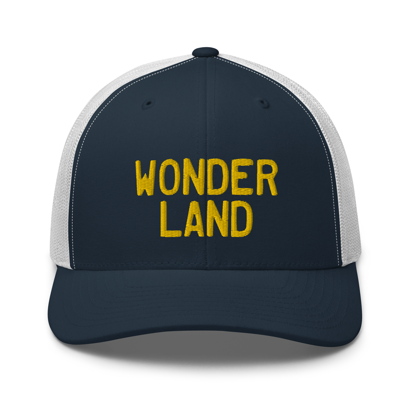 Michigan 'Wonderland' Trucker Hat (Licence Plate Font) | Gold Embroidery