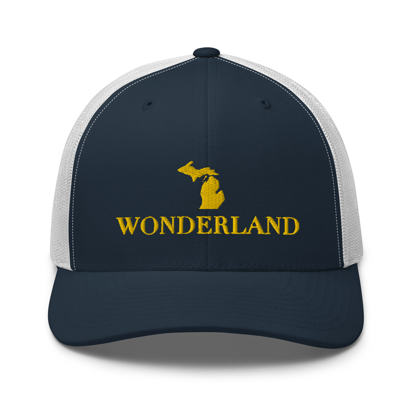 Michigan 'Wonderland' Trucker Hat (Didone Font) | Gold Embroidery