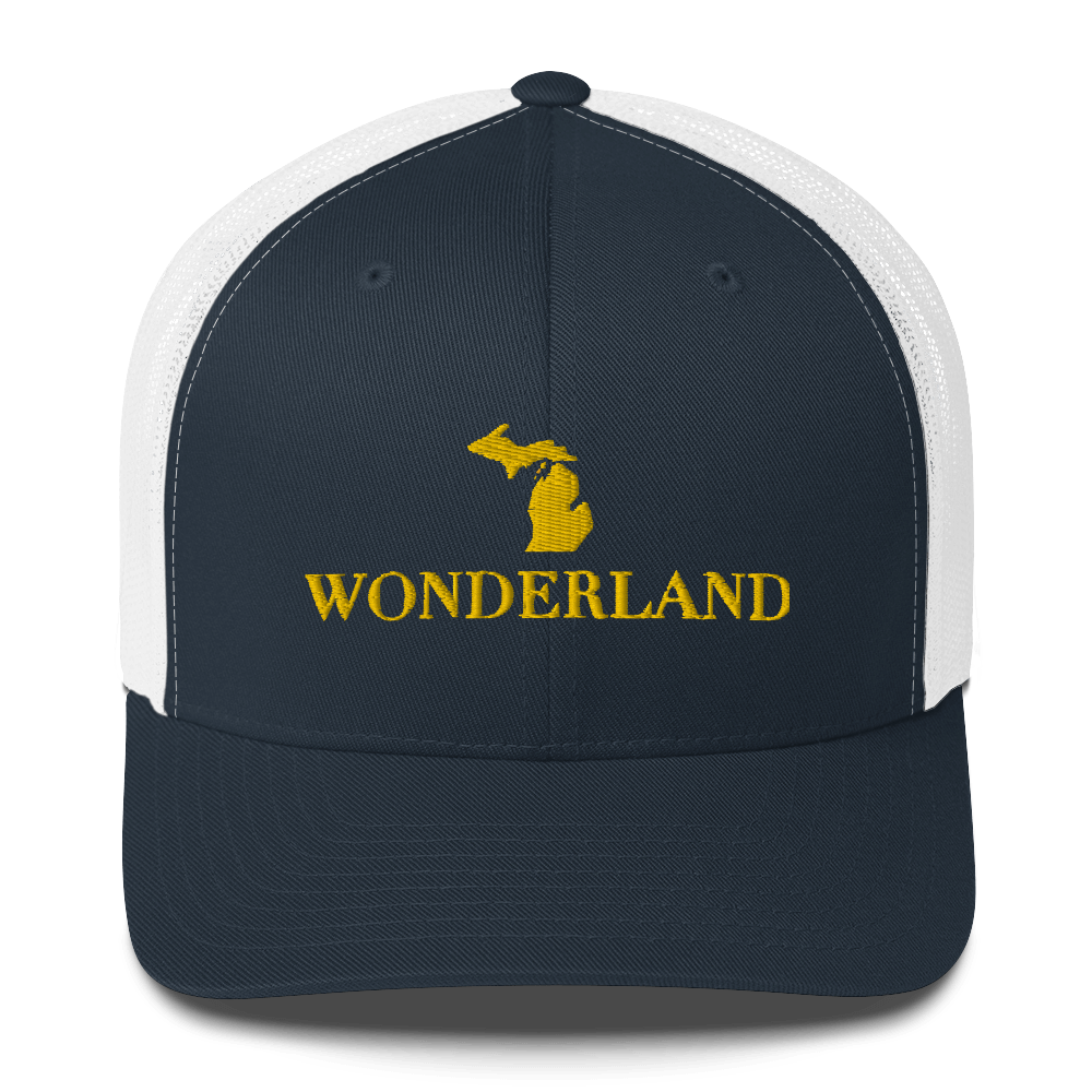 Michigan 'Wonderland' Trucker Hat (Didone Font) | Gold Embroidery