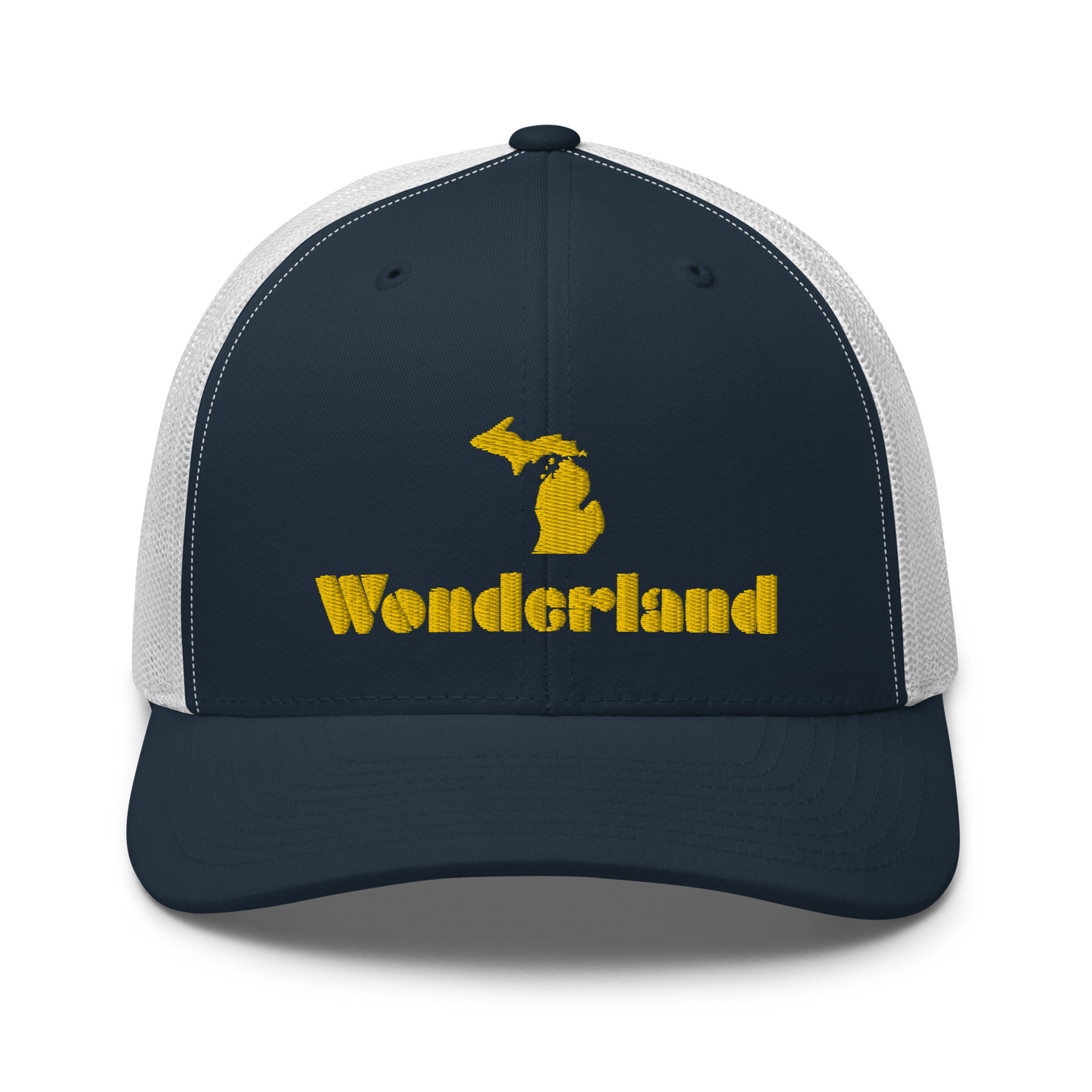 Michigan 'Wonderland' Trucker Hat (Art Deco Font) | Gold Embroidery