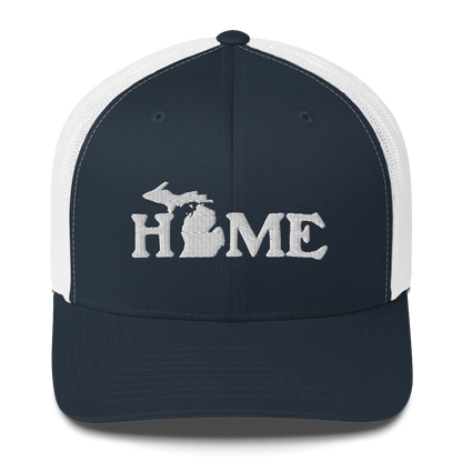 Michigan 'Home' Trucker Hat (Woodcut Font)