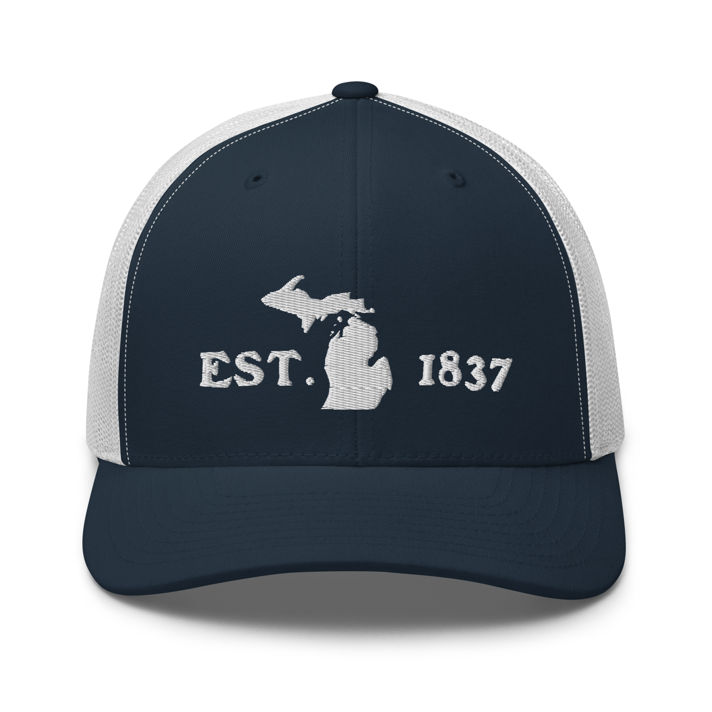 Michigan 'EST 1837' Trucker Hat (Woodcut Font)