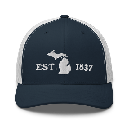 Michigan 'EST 1837' Trucker Hat (Woodcut Font)