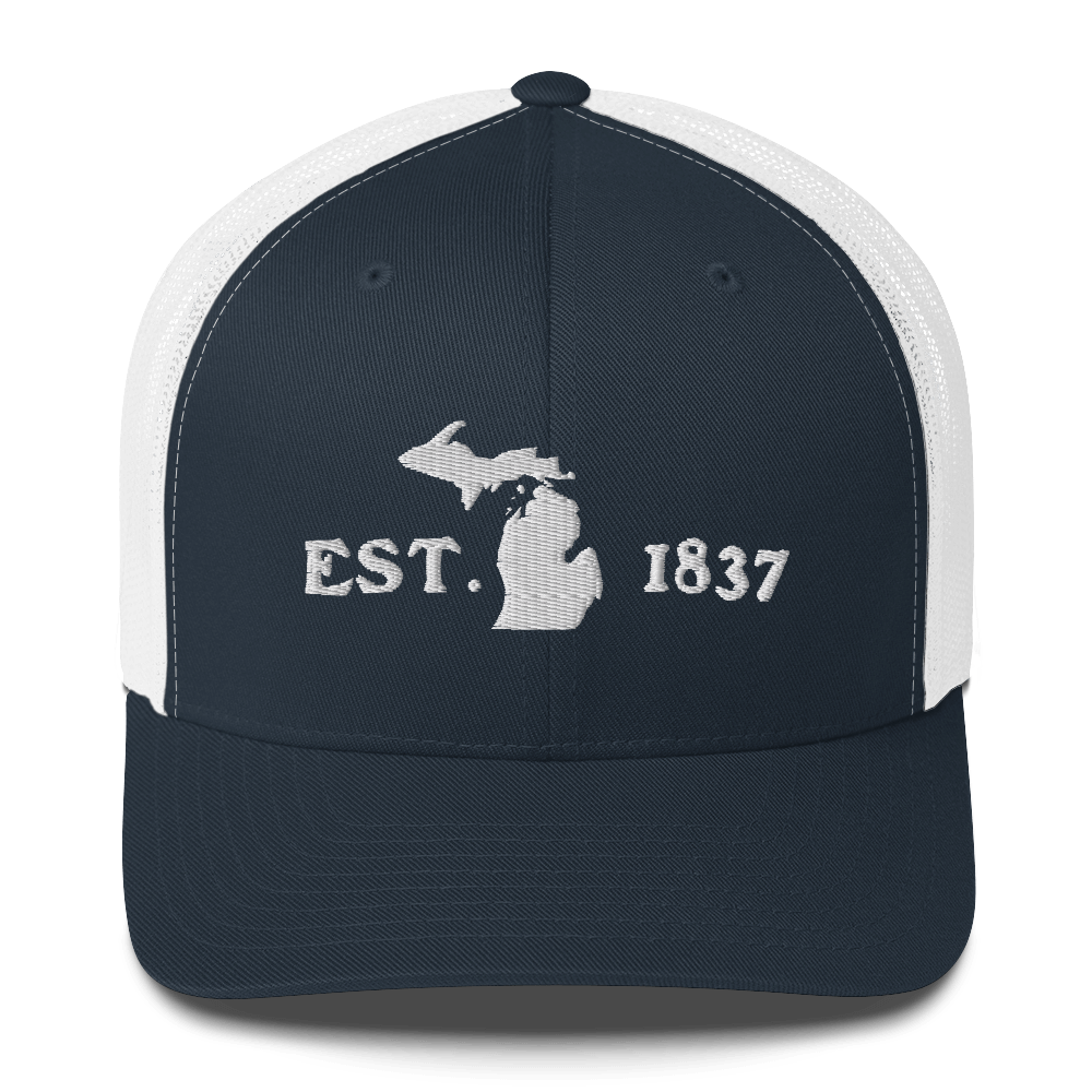 Michigan 'EST 1837' Trucker Hat (Woodcut Font)