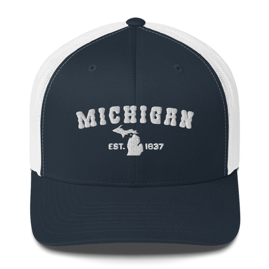 'Michigan EST 1837' Trucker Hat (Western Font)