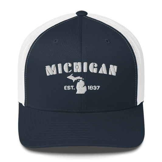 'Michigan EST 1837' Trucker Hat (Art Deco Font)