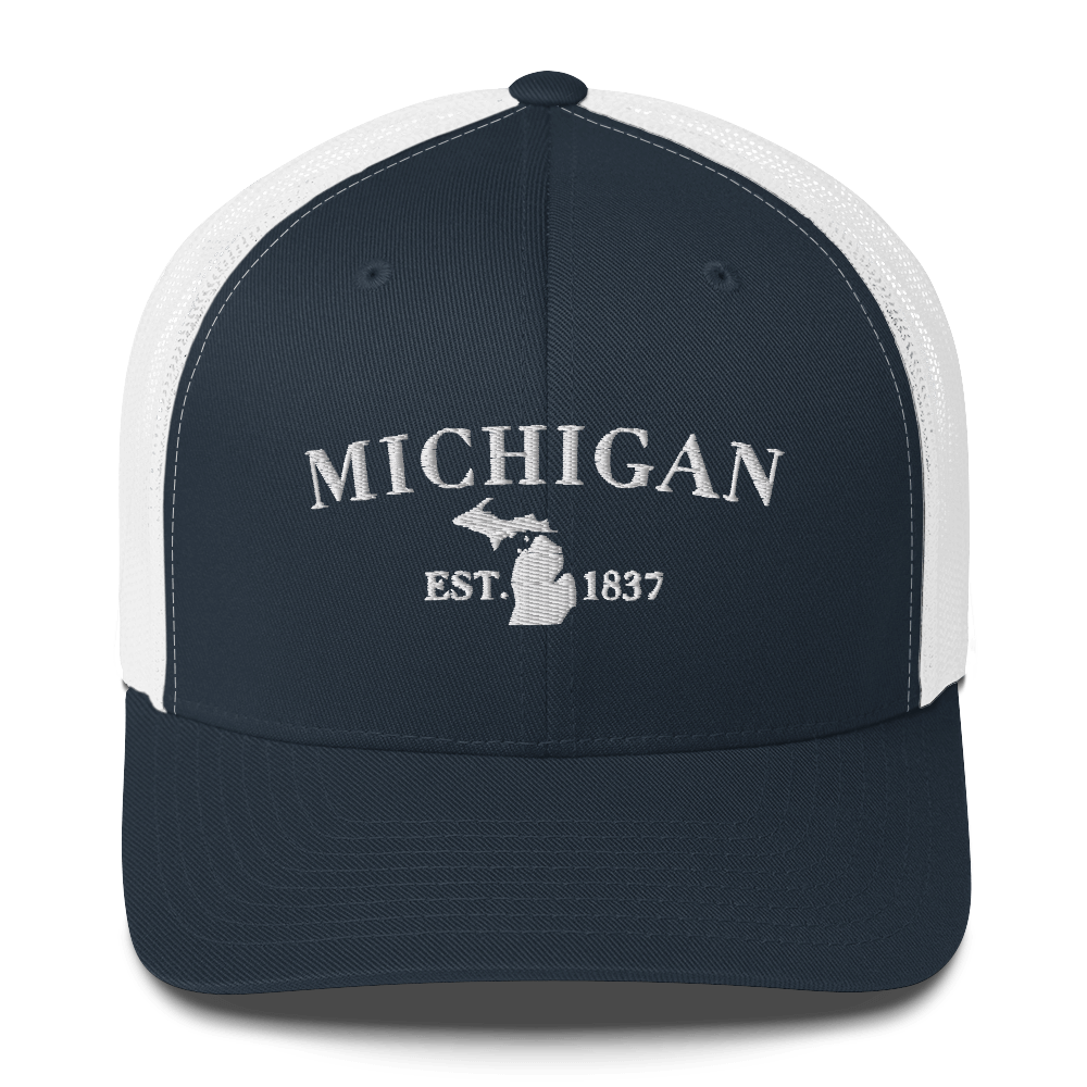 'Michigan EST 1837' Trucker Hat (Didone Font)