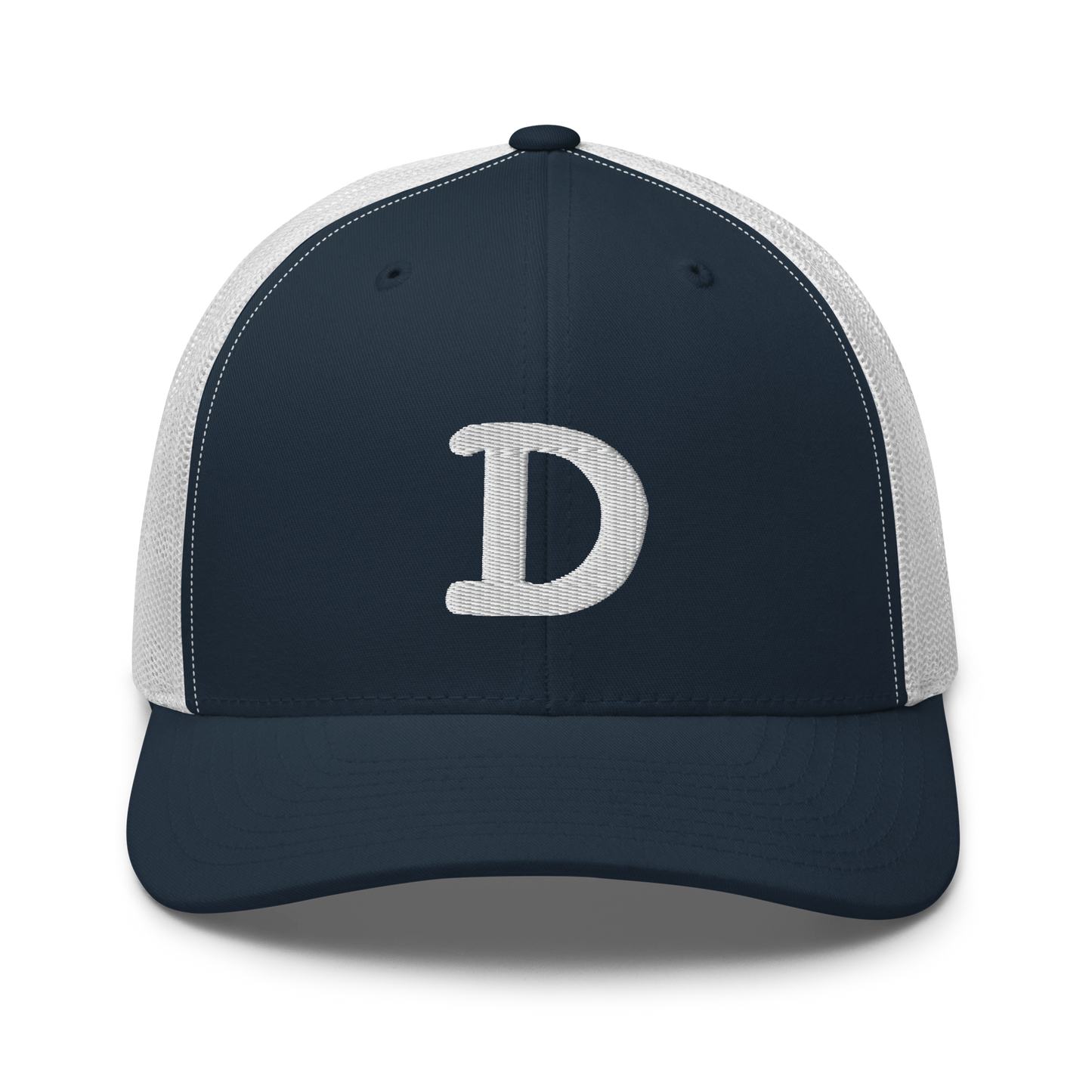 Detroit 'Old French D' Trucker Hat | White/Navy Embroidery