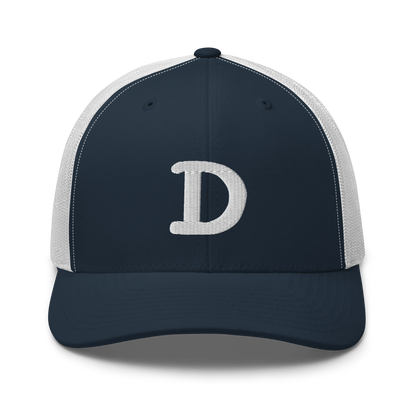 Detroit 'Old French D' Trucker Hat | White/Navy Embroidery