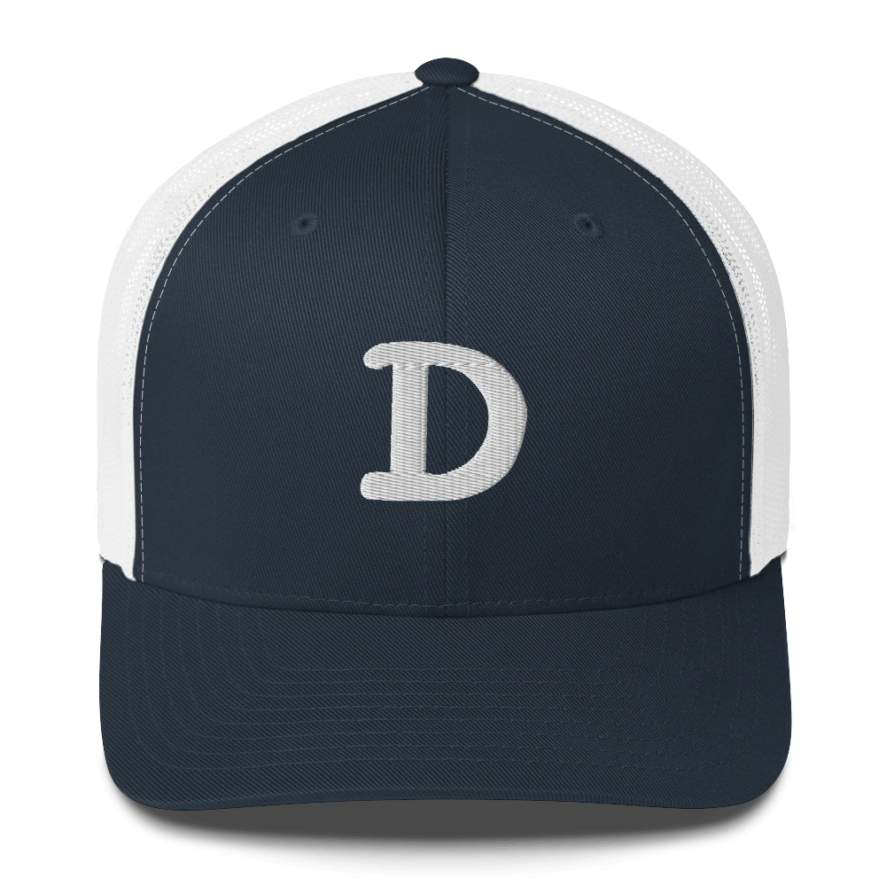 Detroit 'Old French D' Trucker Hat | White/Navy Embroidery