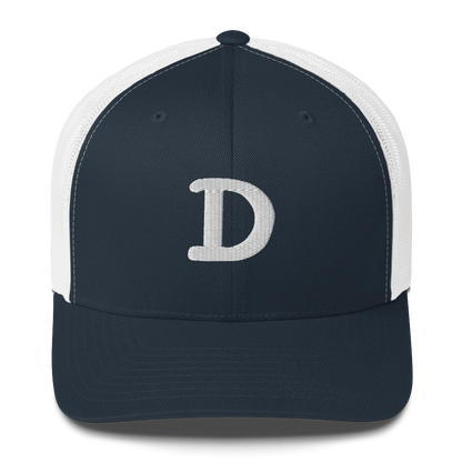 Detroit 'Old French D' Trucker Hat | White/Navy Embroidery