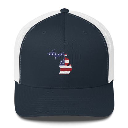 State of Michigan Trucker Hat (w/ USA Flag Outline)