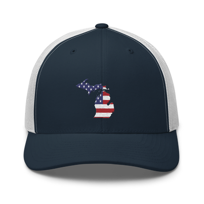 State of Michigan Trucker Hat (w/ USA Flag Outline)