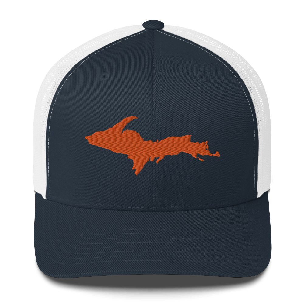 Michigan Upper Peninsula Trucker Hat (w/ Orange UP Outline)