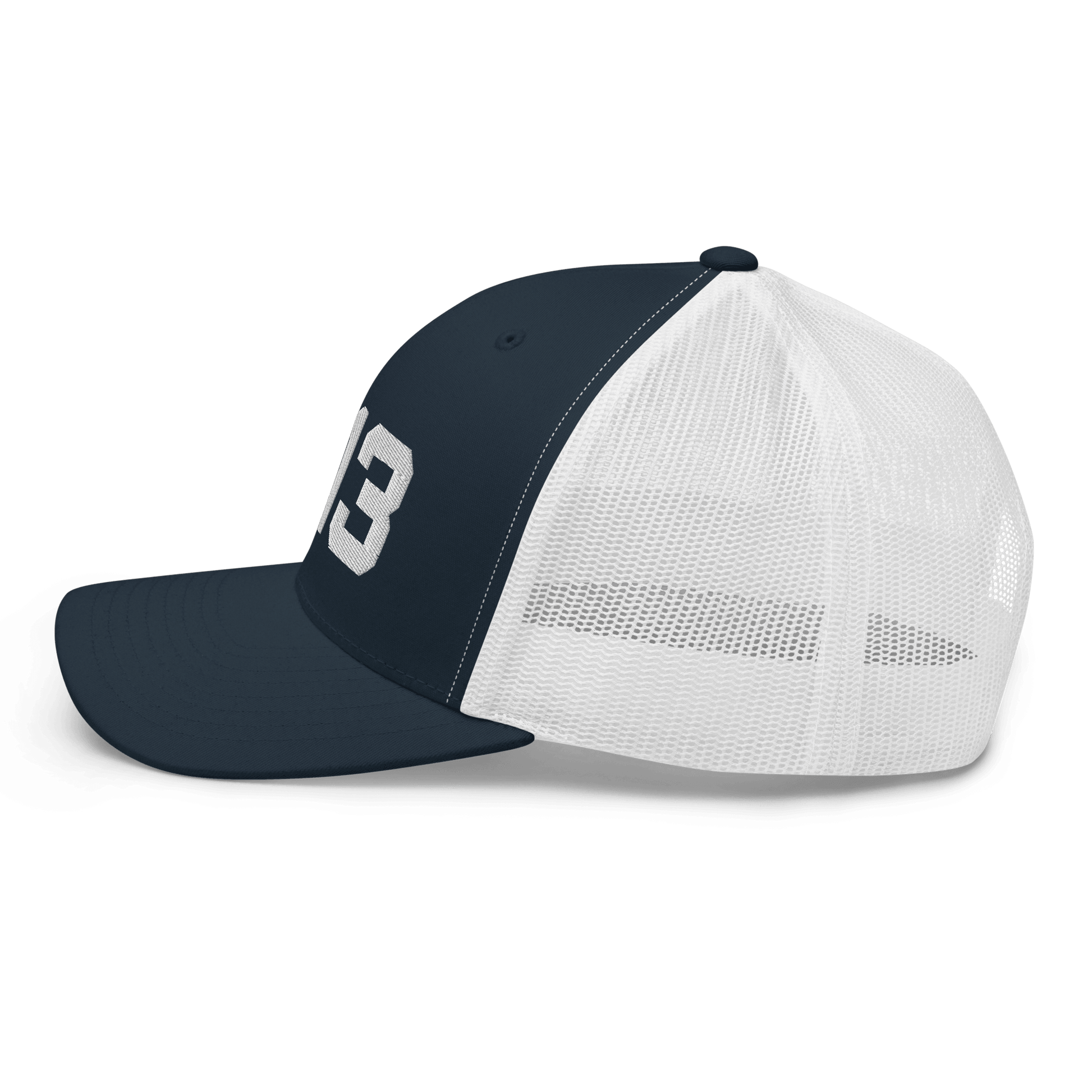 Detroit '313' Trucker Hat | White/Black Embroidery - Circumspice Michigan