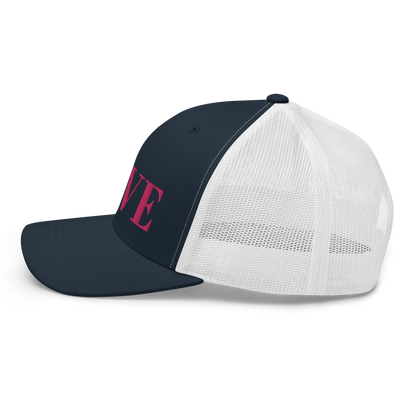 Michigan 'Love' Trucker Hat (Didone Font) | Pink Embrodiery