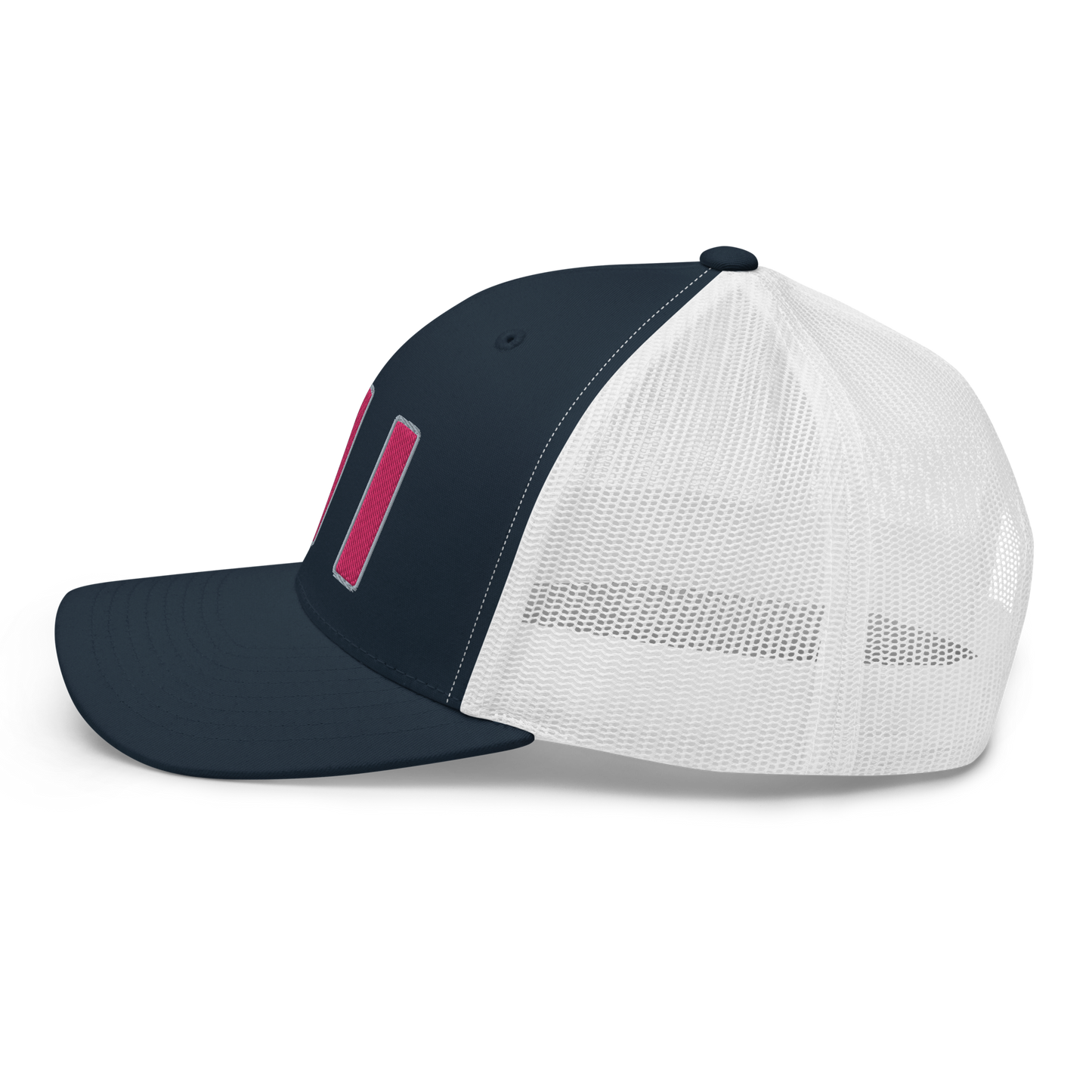 Michigan 'MI' Trucker Hat (1940s Baseball Font) | Pink Embroidery