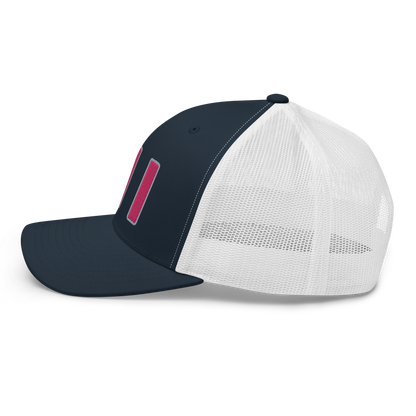 Michigan 'MI' Trucker Hat (1940s Baseball Font) | Pink Embroidery