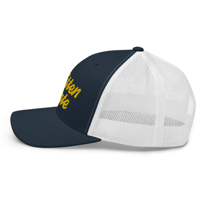 Michigan 'Mitten State' Trucker Hat (Script Font) | Gold Embroidery