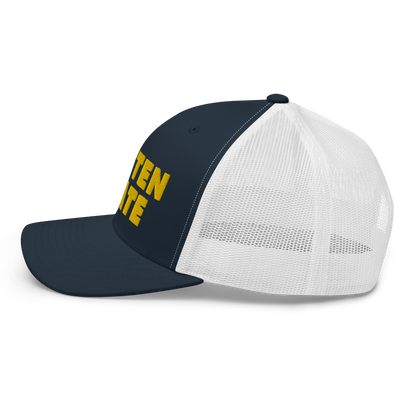 Michigan 'Mitten State' Trucker Hat (Geometric Sans Font) | Gold Embroidery