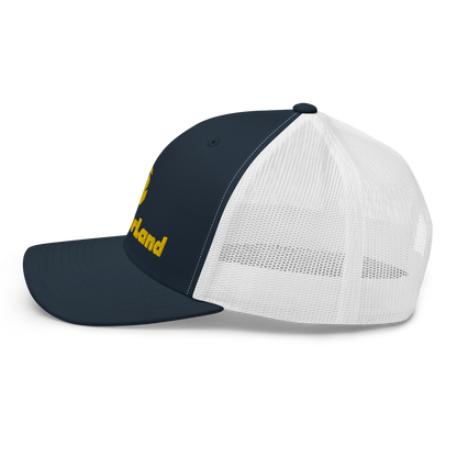 Michigan 'Wonderland' Trucker Hat (Geometric Sans Font) | Gold Embroidery