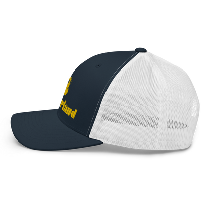 Michigan 'Wonderland' Trucker Hat (Art Deco Font) | Gold Embroidery