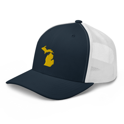 Michigan Trucker Hat (w/ Michigan Outline) | Gold Embroidery - Circumspice Michigan