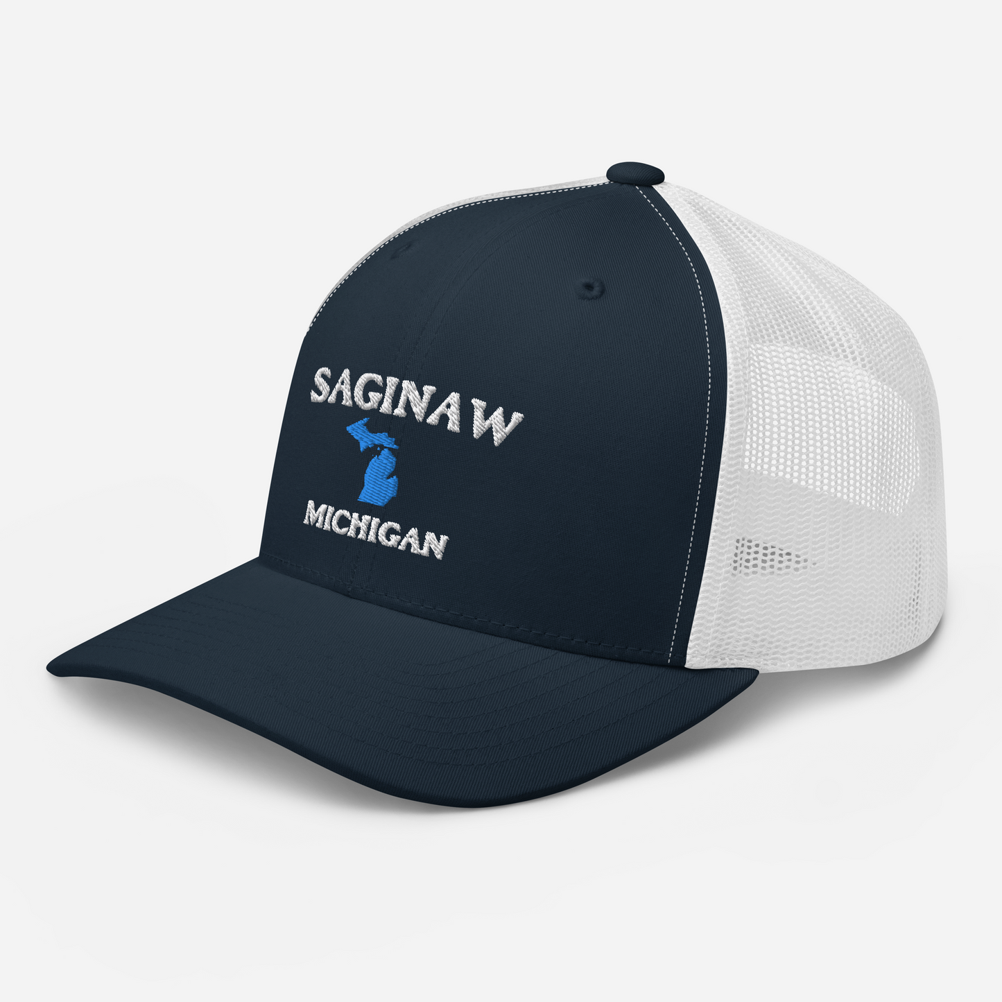 'Saginaw Michigan' Trucker Hat (w/ Michigan Outline)