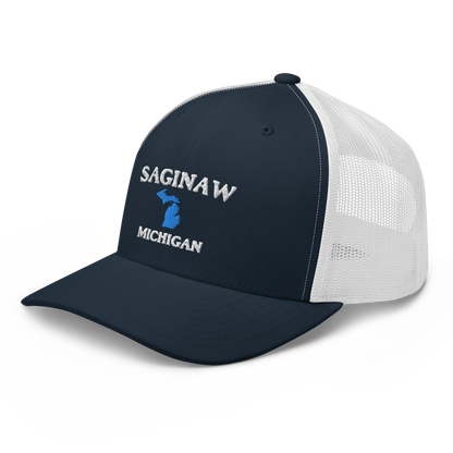 'Saginaw Michigan' Trucker Hat (w/ Michigan Outline)