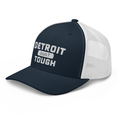 'Built Detroit Tough' Trucker Hat | White/Black Embroidery