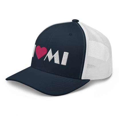 Michigan 'I ❤️ MI' Trucker Hat (Art Deco Font)